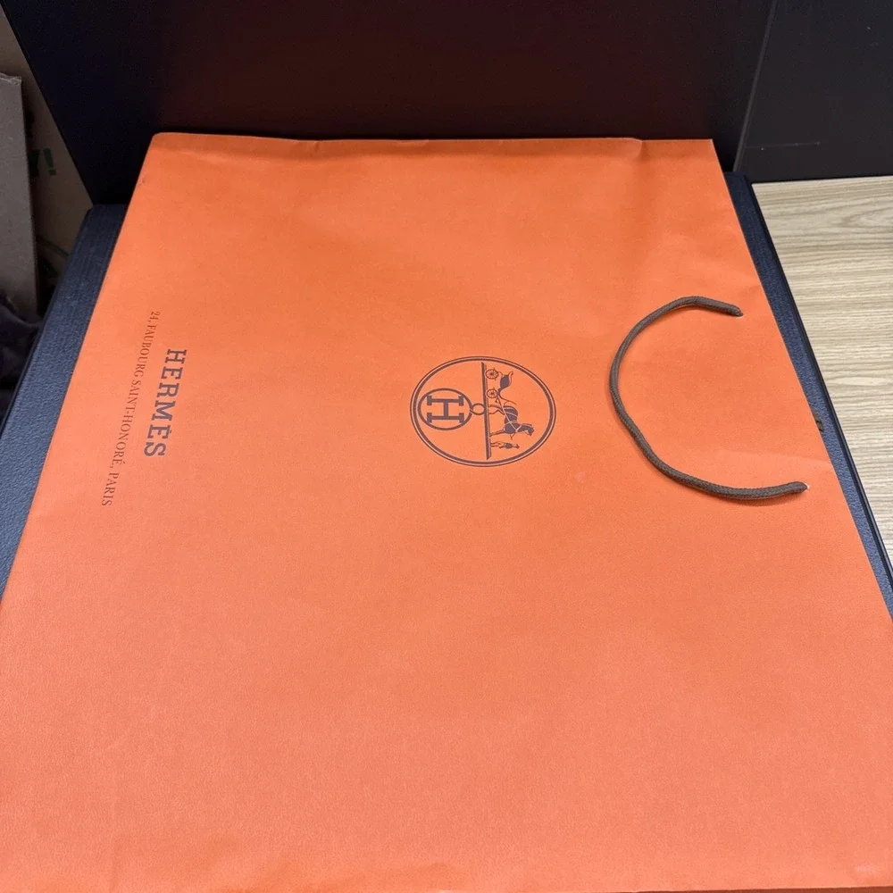 Auth Hermes Extra Large Shopping Gift Paper Tote Bag 23.5 x 19.25 x 7.5 #1649